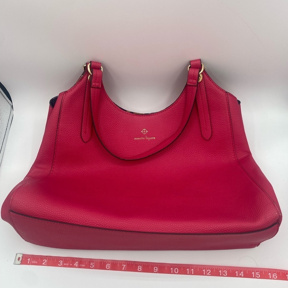 Nanette Lepore Lg Hot Pink shoulder bag with floral lining - Picture 9 of 12